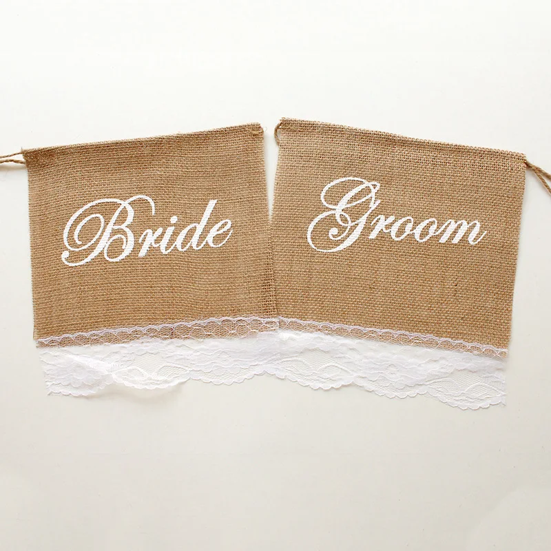 Matrimonio Stamina Vintage Appena Sposato Ghirlanda Sposa Sposo Sedia Banner Set Hessian Wedding Banner Cerimonia Di Nozze Per Il Matrimonio
