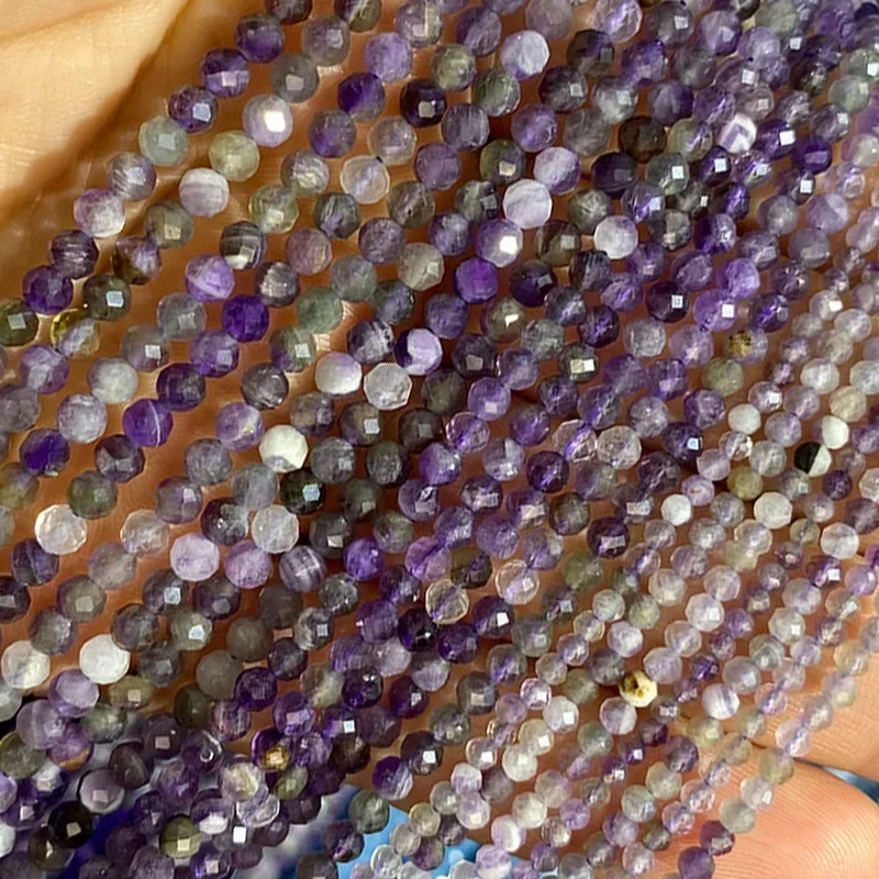 2 3 4MM Faceted Stone Beads Natural Apatite Agate Jade Amethyst Tourmaline Round Spacer Beads for Jewelry Making Diy Bracelet 3