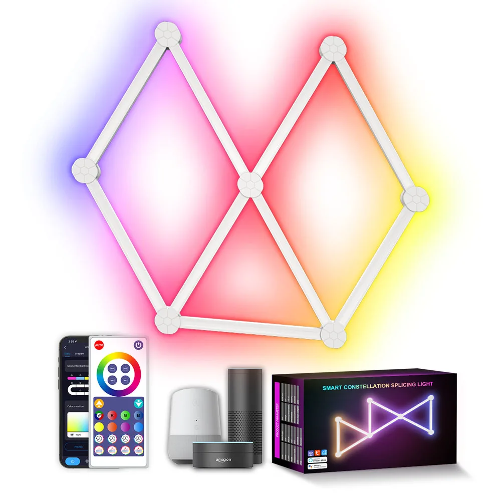 스마트 WiFi 접합 벽 조명 RGBIC 벽 DIY 장식 분위기 LED 야간 조명 게임 룸 침실 TV 장식에 대 한 디 밍이 가능