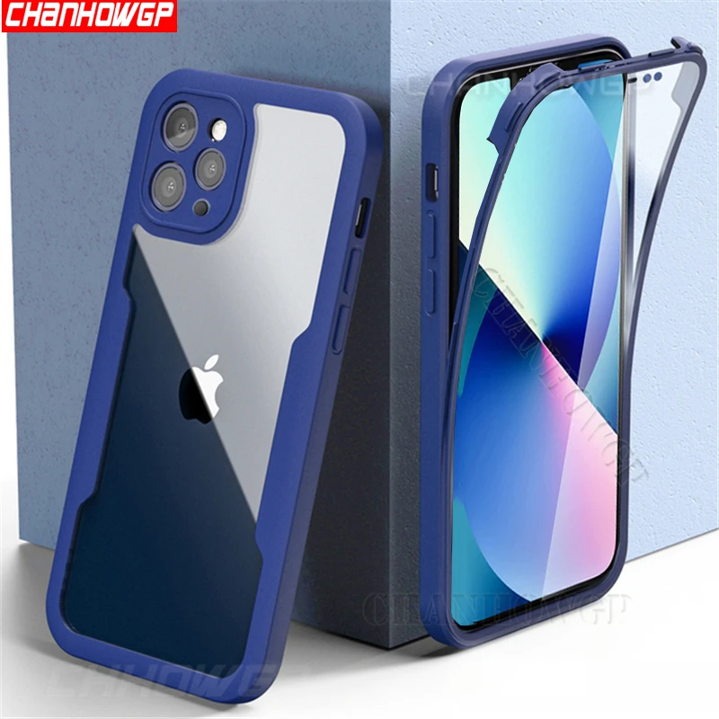 Luxury 360 Full Body Front + Back Clear Case For iPhone 14 13 12 11 Pro X XR XS Max 8 7 Plus