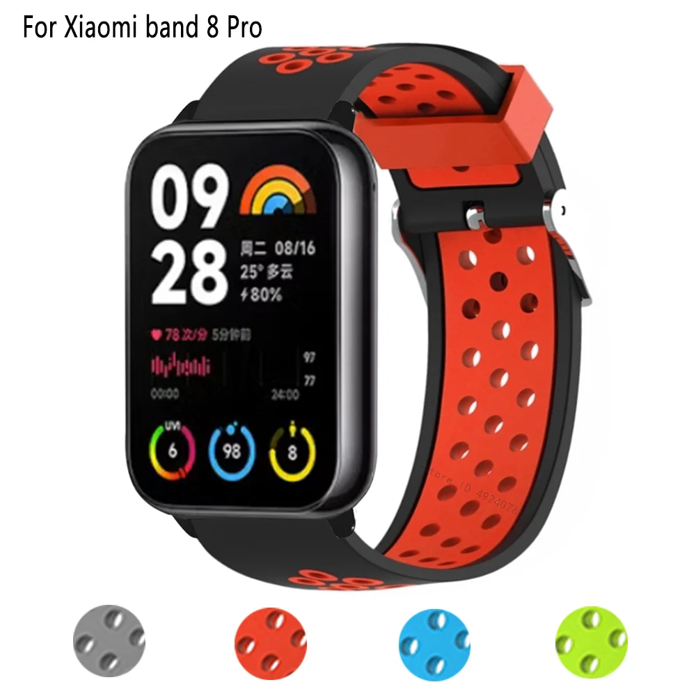 

Ventilate Silicone Strap for Xiaomi Band 8 Pro Bracelet Wristband Metal Connectors for MiBand 8 pro Replacement band Accessories