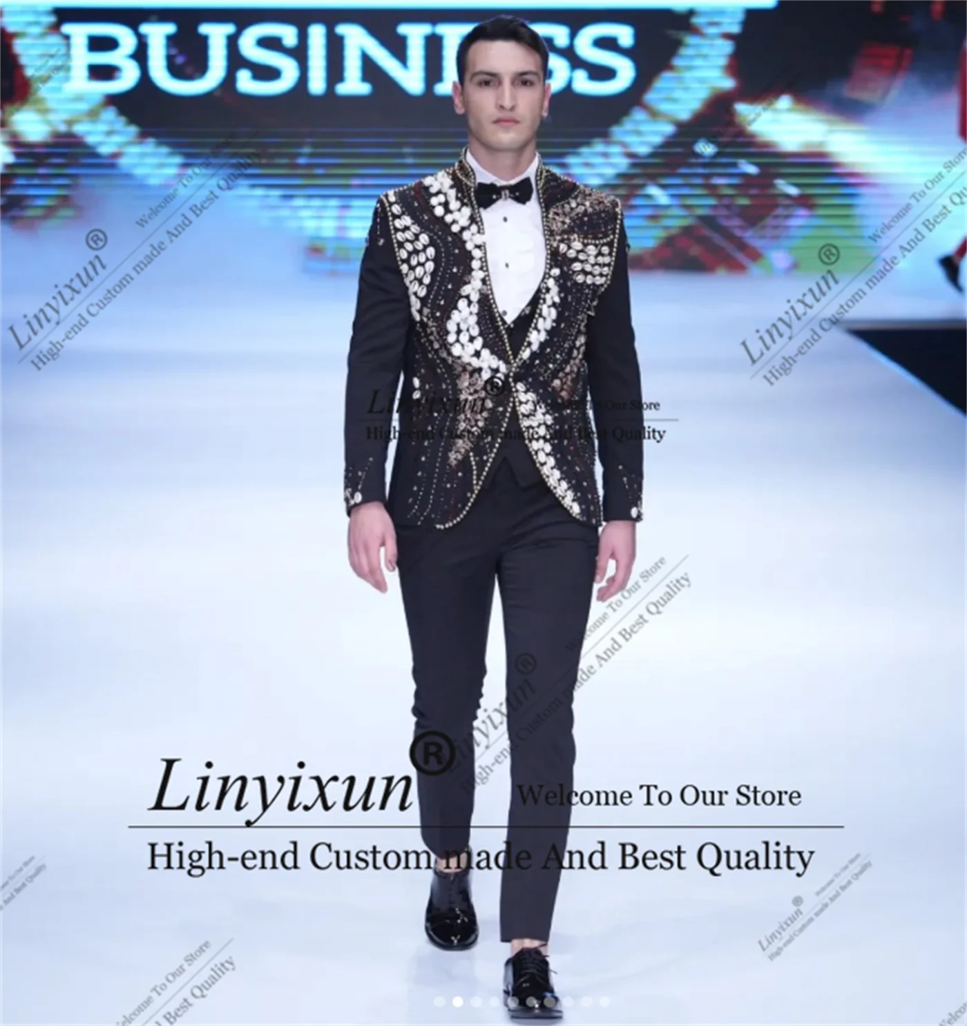 Luxury Embroidery Beaded Men Suits Groom Wedding Tuxedos 3 Pieces Sets Prom Blazers Slim Fit trajes para hombre