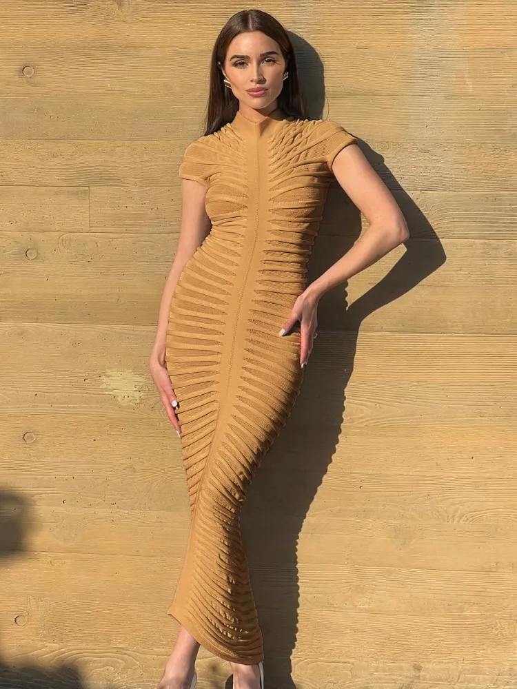 RT Casual Long Women Knitted Dress O Neck Short Sleeve Crochet Dresses Bodycon Crocheted Beach Dress Cover Ups