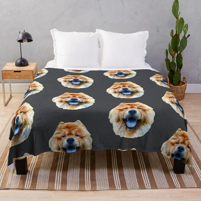 Chow Chow Dog Head Art Throw Blanket Decorative Bed Blankets