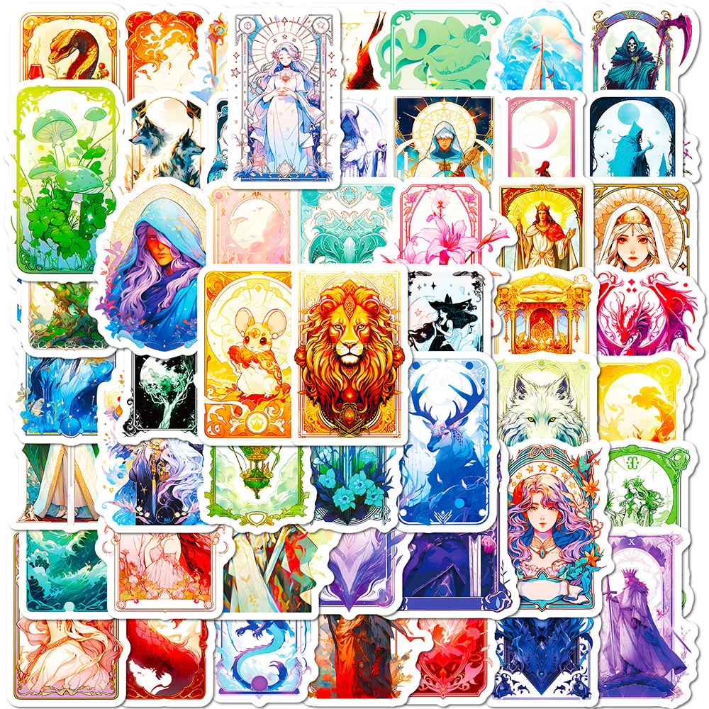 10/30/50pcs Retro Dream Tarot Card Stickers for Laptop Scrapbook Stationery Car Waterproof Kids Cartoon Decoration Sticker Decal 80pcs astrology rose gold tarot card set table game 12 7cm paper guide divination forecast waterproof and wearable high end