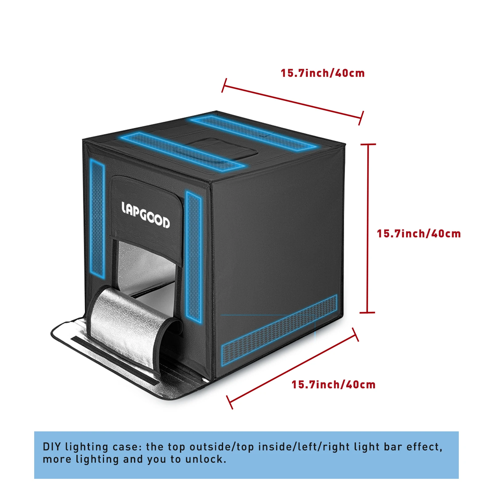 LAPGOOD Folding Photo Studio Light Box Portable Shooting Tent Kit LED Light for Cemmercial Photography Jewelry Product Shooting