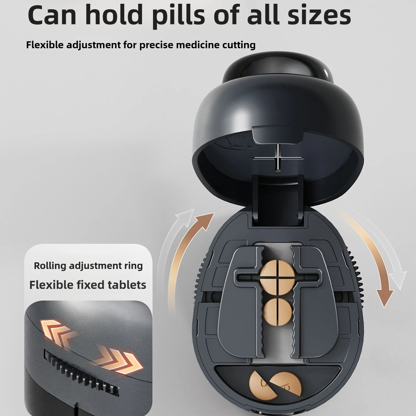 1/2，1/4 Pill Cutter with Storage Compartment Stainless Steel Blade for Precise Tablet Splitting Medication Organizer Pillbox