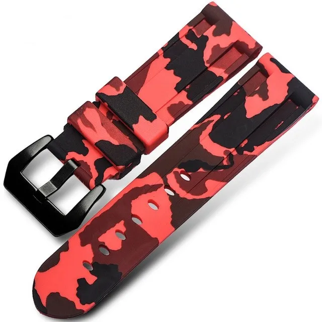 Universal Camo Blue Grey Silicone Watch Band with Tool