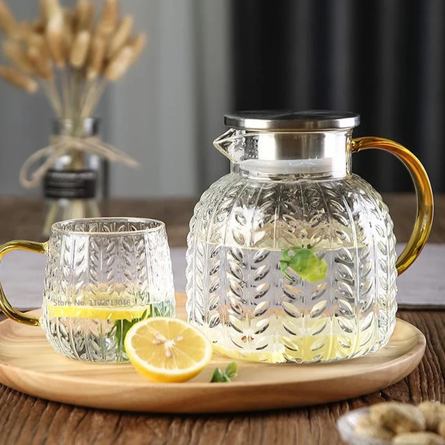 High Borosilicate Glass Jug with Stainless Steel Lid Leakproof Fridge Door  Carafe for Hot or Cold Beverage Fridge Door Glass Jug - AliExpress