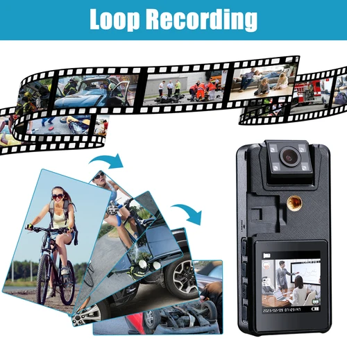 Vandlion A39 풀 1080P HD 미니 카메라, 3000mAh 캠코더 바디 마운트 캠, 소형 180 ° 회전 자전거 카메라, 스포츠 DV 자동차 DVR 웹캠 3