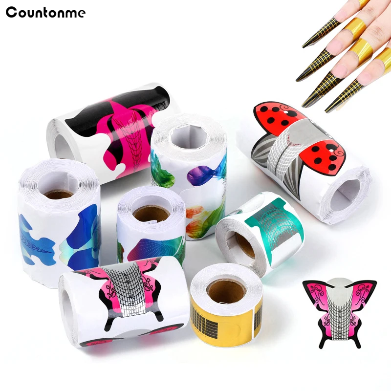 100Pcs Sticker Nail Form Acrilico Uv Gel Extension Curl Form Extension Nail Decal Mold Guide Manicure Sticker Strumenti Per Nail Art