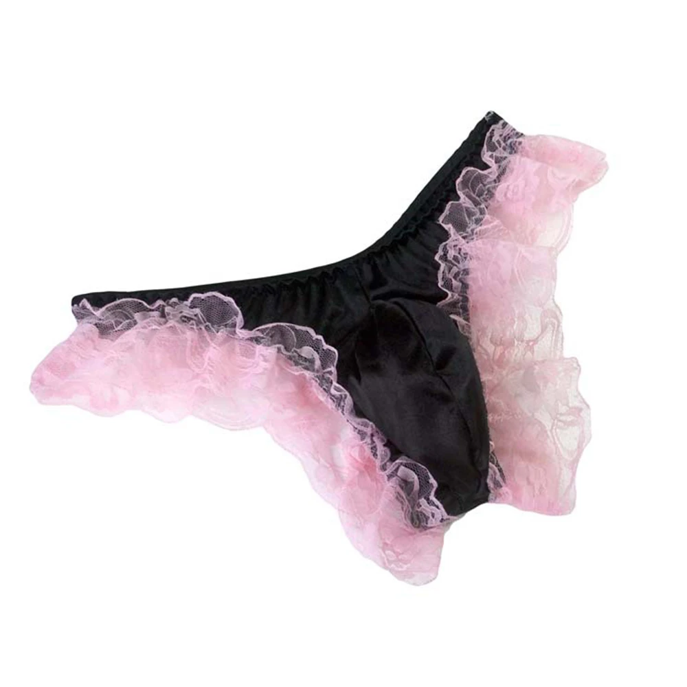 

New Mens Underwear Exotic Sissy Low Waist Gay Lace Big Pouch Elephant Trunks Underwear Briefs Underpants Panties Tanga Hombre
