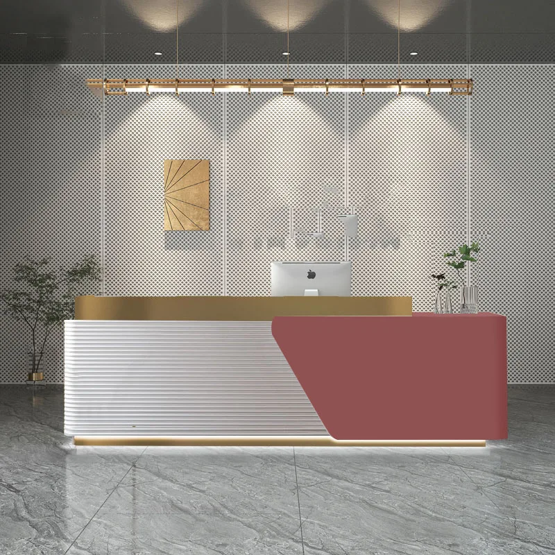 Beauty Salon Reception Desks Office Front Luxury Club Bar Counter Cash Register Table Shop Comptoir Modern Office Desk Furniture