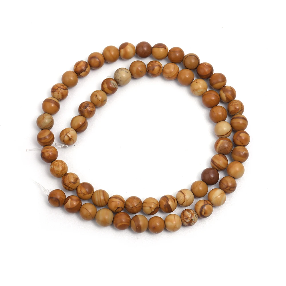 1 Strang 4/6/8/10/12 mm gelbe Holzmaserung Steinperlen runde lose Distanzperlen für Schmuckherstellung DIY Halskette Armbänder handgefertigt – Detail 7