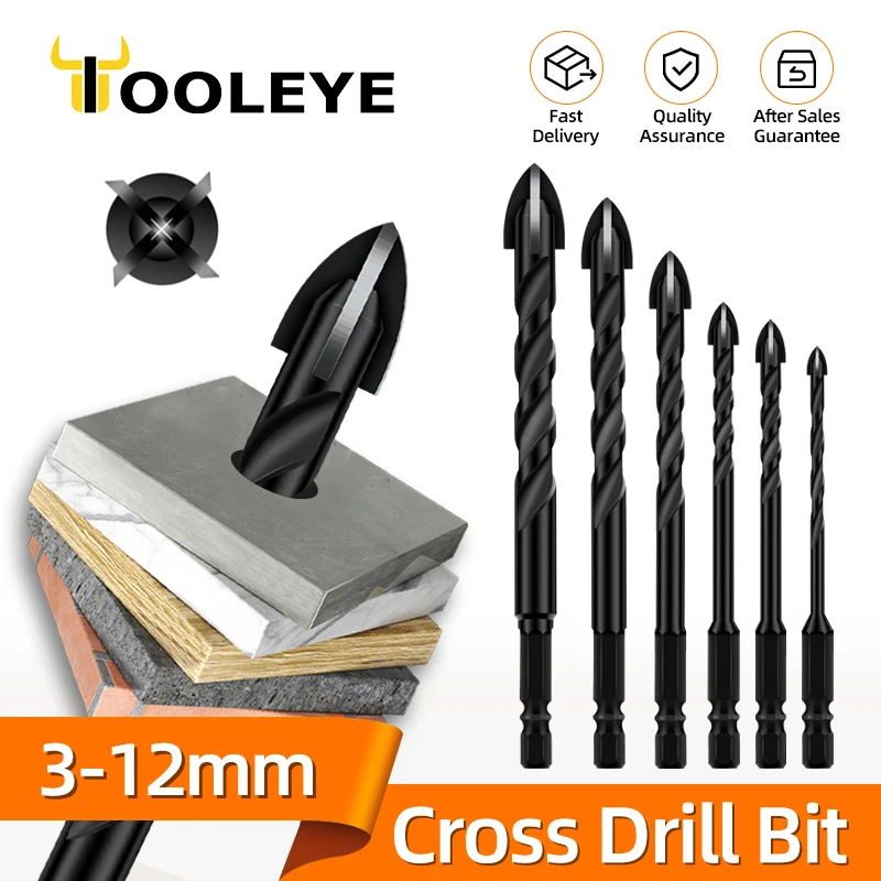 3mm-12mm Ceramic Tile Wall 10PCS Efficient Universal Drilling Tool,Multi-Function Triangle Cross Alloy Drill Bit Tip Tools,Concrete Carbide Drill Tap Bit Set Suitable for Glass and Wood 