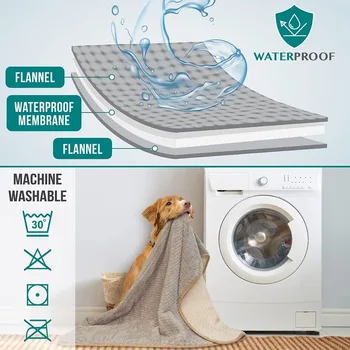 Waterproof Dog Blanket, Leakproof Puppy Blanket for Small Medium Dog, Furniture Sofa Couch Cover Protector, Fleece Pet Throw In 4