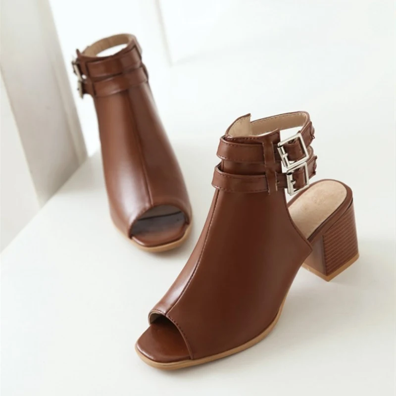 Elegant Summer Sandals Shoes For Women Casual Gladiator Flip Flops Fashion Peep Toe Strap Medium Heels Party Pumps Shoes Lady