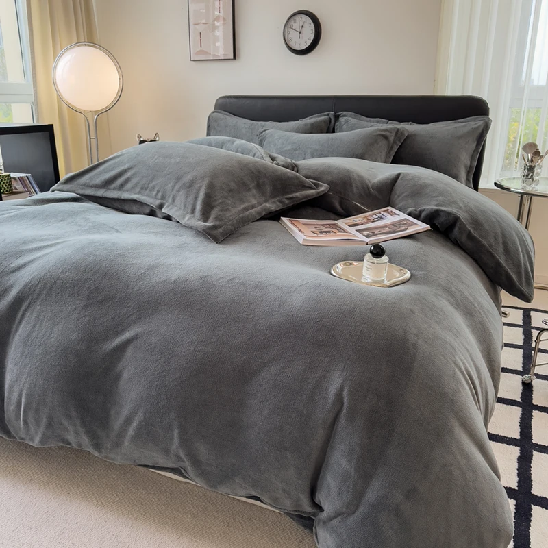 

Solid Color Quilt Cover Winter Comforter Cover Velvet Duvet Cover Home Bed Linen funda nordica Soft Bed Covers(No Pillowcase)
