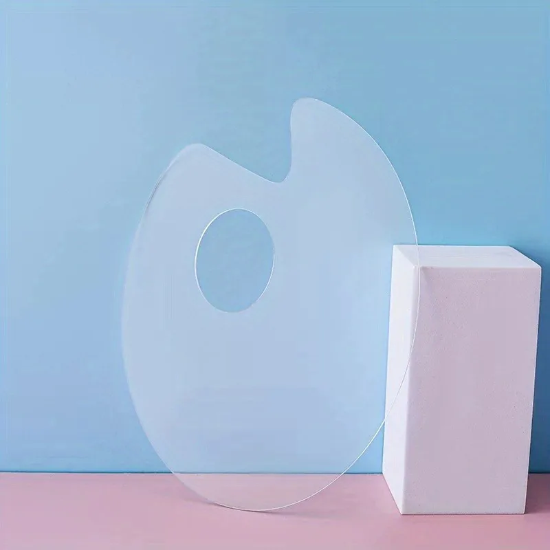 1pc 아크릴 핑거홀 보드, 투명 원형, 청소가 용이함, 붙지 않는 오일 수채화 공예 DIY 아트 드로잉 보드