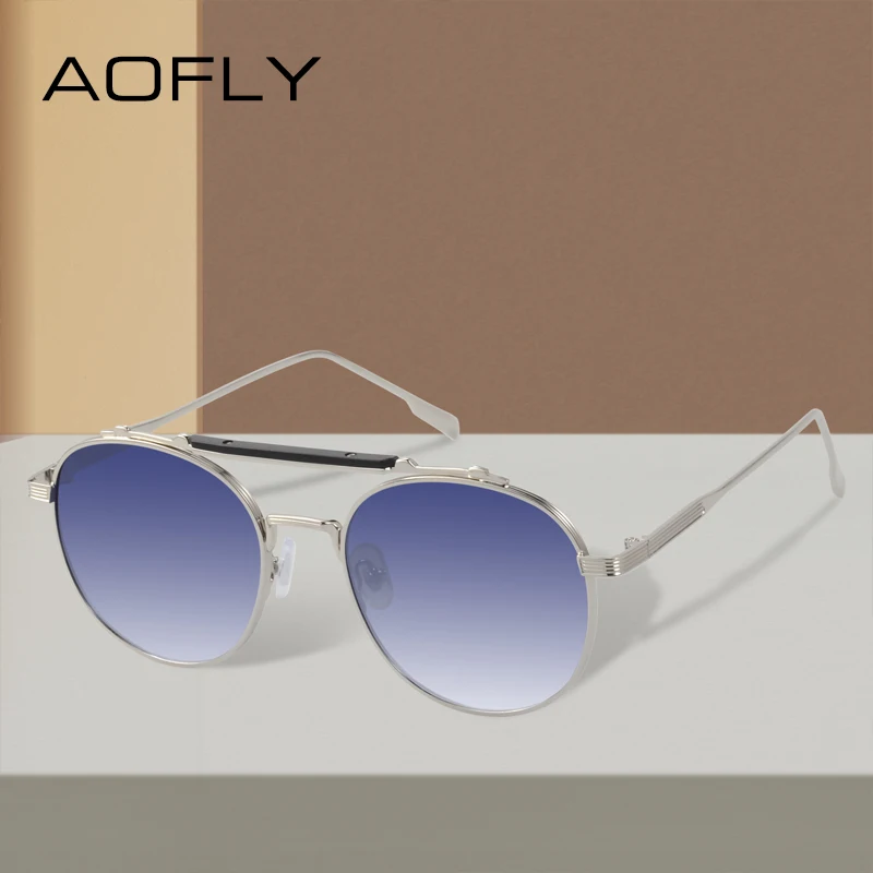 

AOFLY Round Vintage Sunglasses Men Anti Glare Metal Steampunk Sun Glasses For Women 2023 zonnebril dames Shades Female UV400