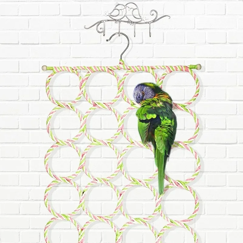 1pc Bird Climbing Net Parrot Swing Toys With Hooks Bird Supplies For Cockatoos Parakeets Lovebirds Pet Supplies (random Color) 2
