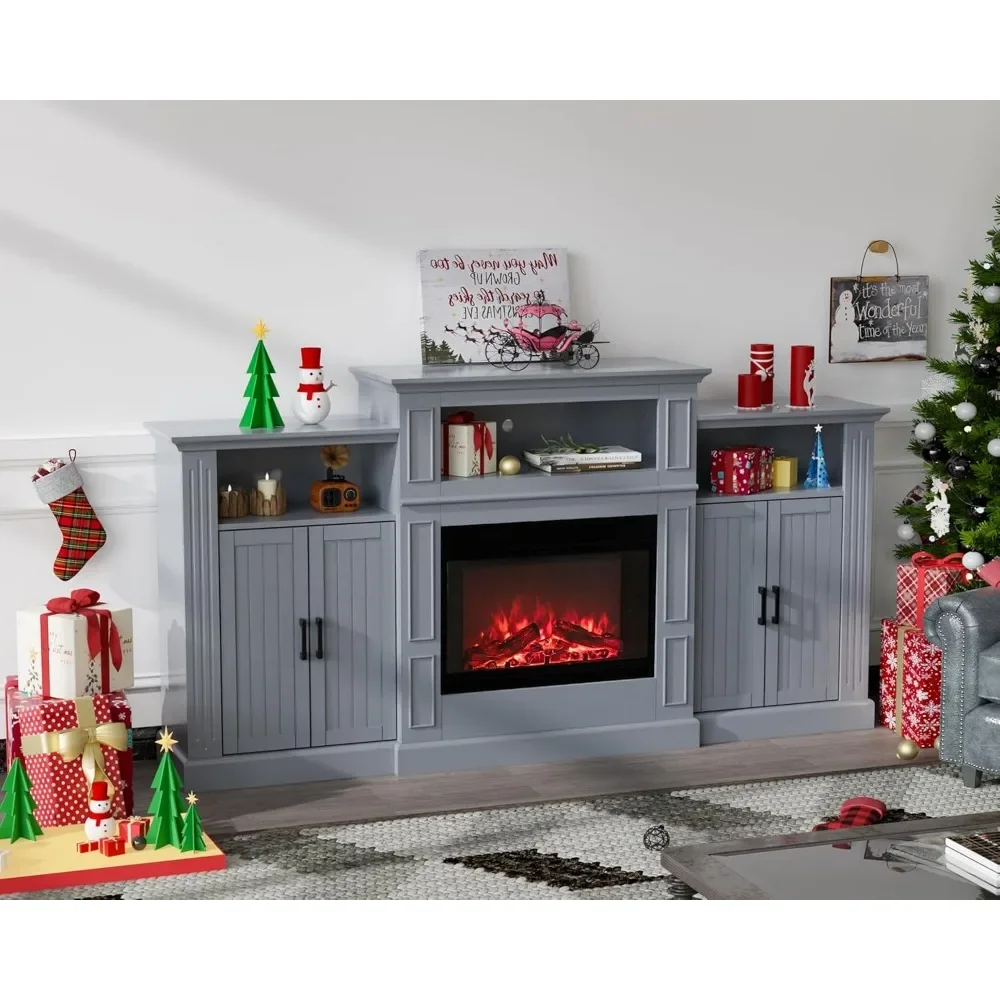 Electric Fireplace with Mantel, Fireplace TV Stand for TVs Up to 85'', Modern Entertainment Center with Storage 6