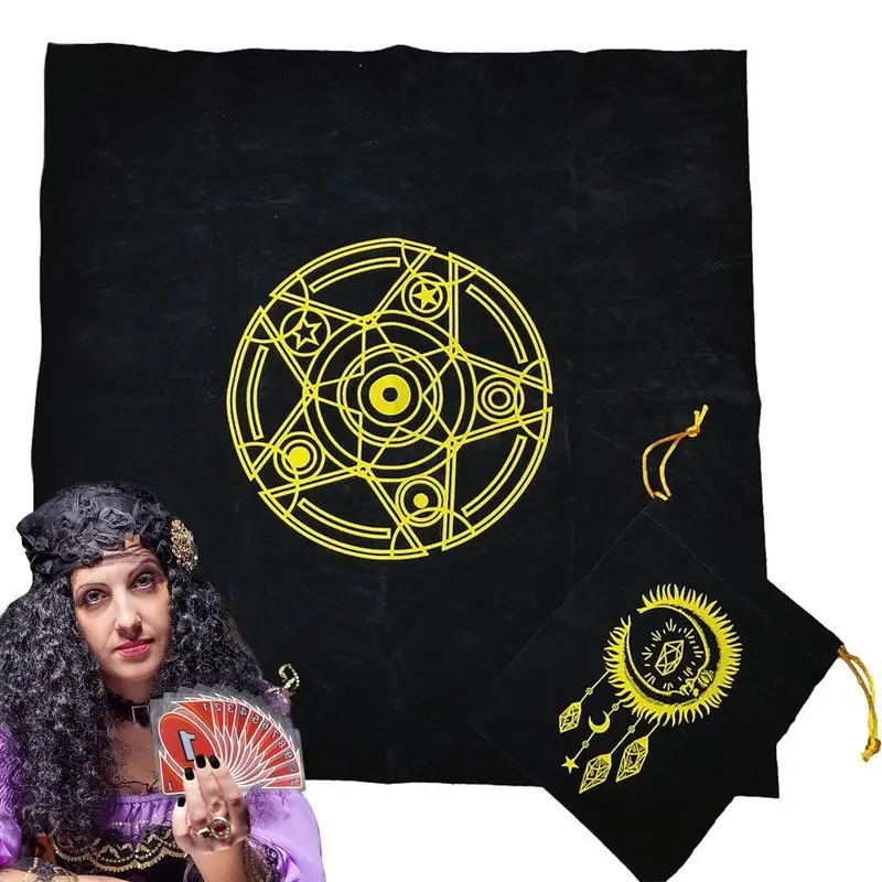 

Tarot Table Cloth Tarot Card Tablecloth Thick Portable Table Mat Altar Cover Stain-Resistant Witch Decor For Beginners