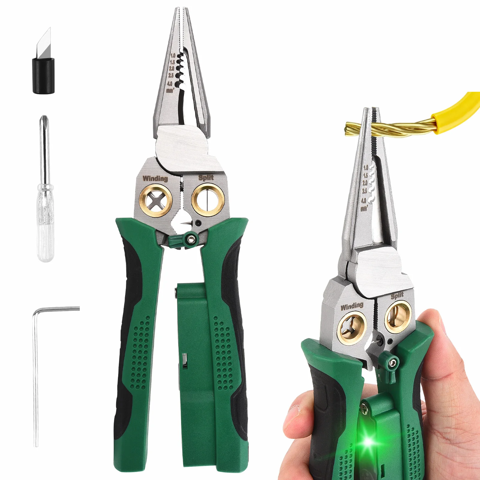 1Pcs 8-in-1 Multifunctional Needle Nose Pliers Electrician's Tool Wire Stripper And Cutting Splitting Repair Hand Tools Pliers