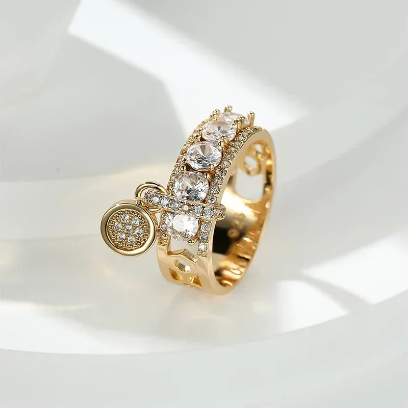 Vintage Royal Blue Stone Ring Yellow Gold Color Luxury Female Wedding Engagement Ring for Women wedding rings finger rings engagement rings fashion ring crystal rings metal rings stone rings gold rings