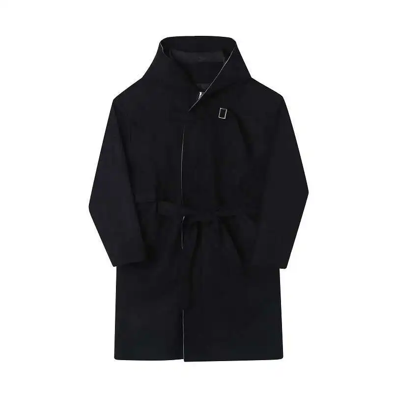 LUZHEN Autumn Winter Hooded Long Windbreaker Trendy Handsome Woolen Men Trench Casual Coat Solid Color Vintage Classy LZ6171