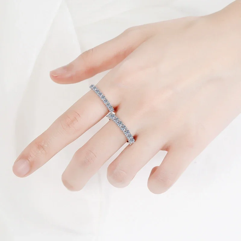 NeeTim 여성용 풀 모이사나이트 반지, 결혼 쥬얼리, , 다이아몬드 반지, 약혼 약속 밴드 선물, 2.5mm, 3mm