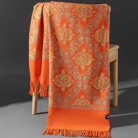 Embroidered Shawl Scarf Pure Color Versatile Winter Warmth Faux Cashmere Autumn Spring New Style Crown Embroidery Scarf