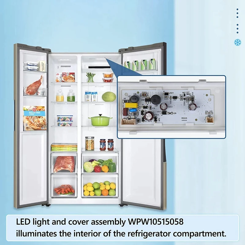 Luz LED W10515058 mejorada, Compatible con Whirlpool, Kenmore, Maytag, refrigerador congelador