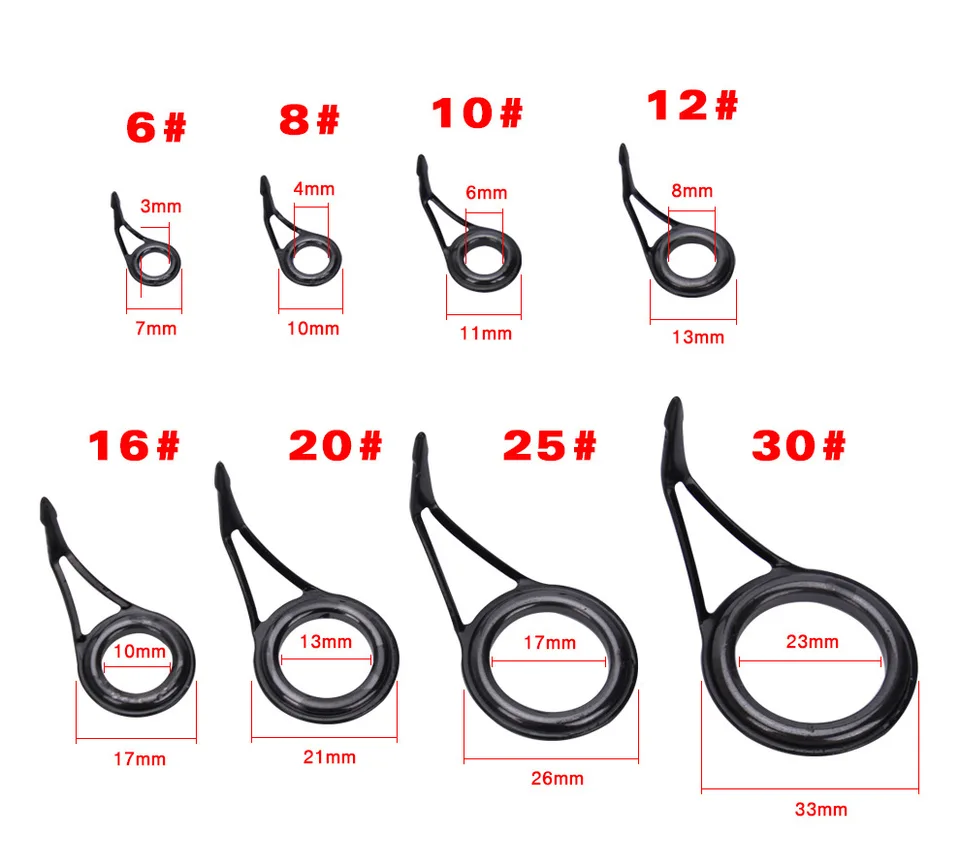 Kit Riparazione Canna Da Pesca 65 Pezzi – Anelli Guida In Ceramica Resistenti All’usura – Misure Da 3 A 30 Mm