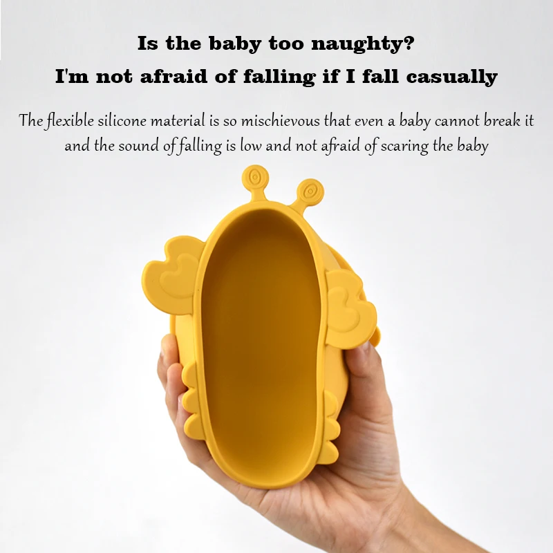 Children Dining Plate Cartoon Crab Suction Cup Anti Slip Food Grade Silicone Baby Self Feeding Training Complementary Food Bowl 6