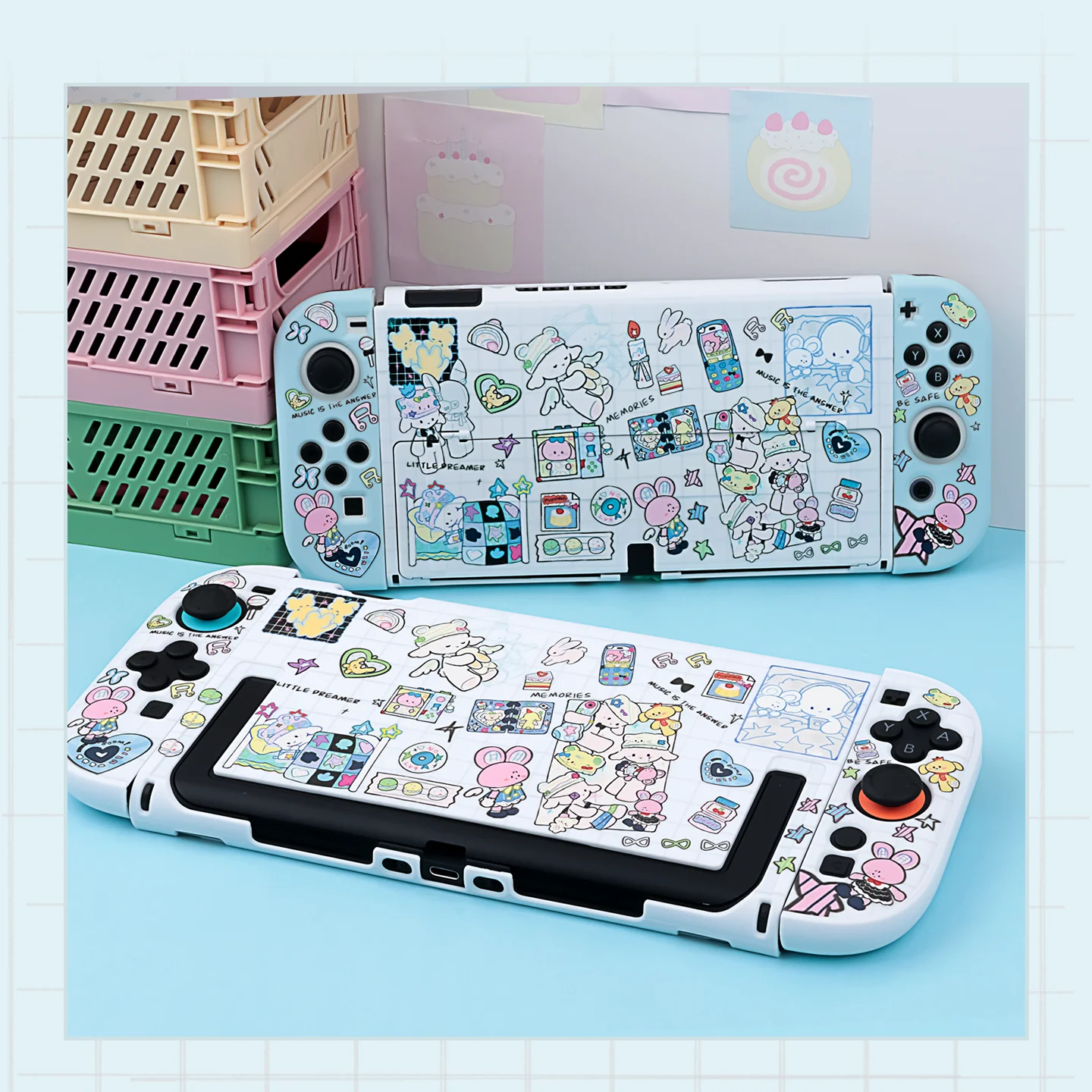 Original Baa-Baa Lamb Protective Case compatible with Nintendo Switch OLED / Switch 2, NS2 White Hard Shell with Joy-Con Covers 6