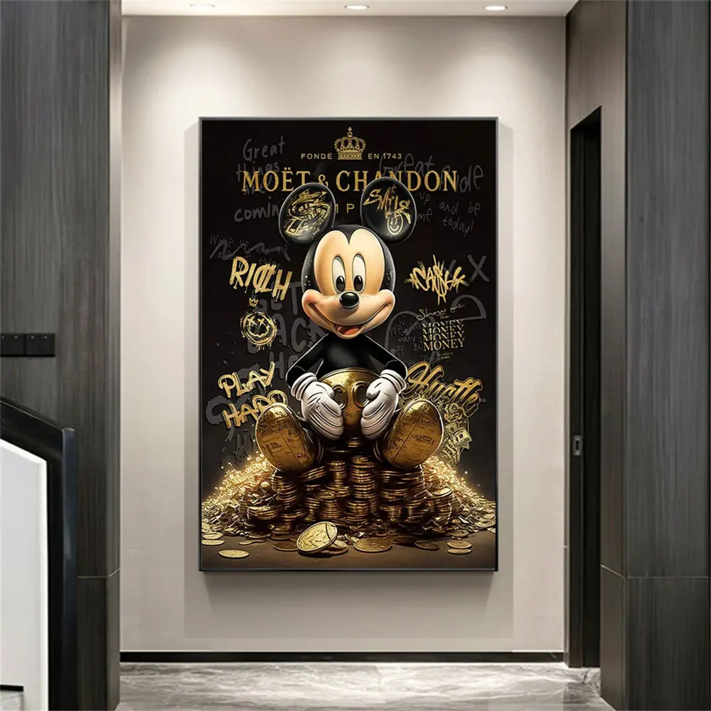 MINISO Disney Character Canvas Poster Mickey Mouse Home Decoration