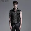 PUNK RAVE Men's Punk Daily Wear Decadent Broken Vest Distressed Turn Collar Casual Denim Waistcoat Streetwear 1