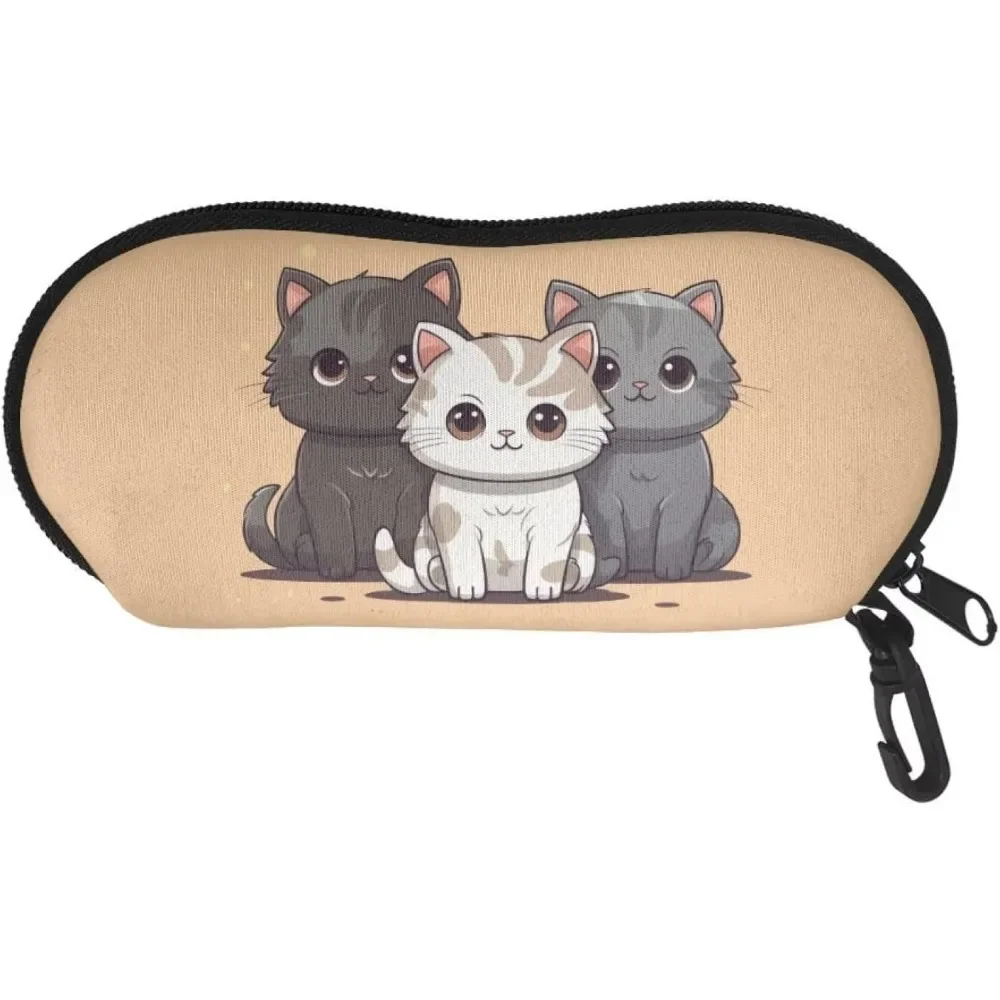 

Cute Cat Glasses Case Pouch Prints Zipper Soft Eyewear Storage Box Outdoor Travel Portable Anti-Pressure Sunglasses Bag