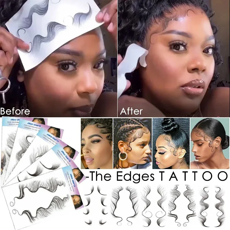 Hair Edges Tattoo Sticker 5 Styles Temporary Template
