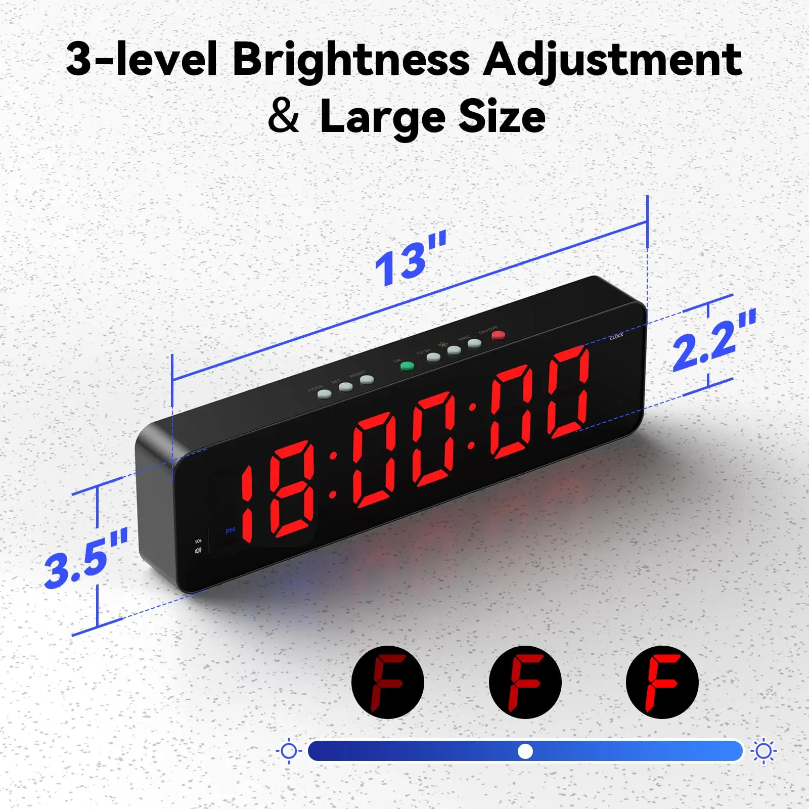 Gym Timer Interval Workout Clock for Home Garage Ultra-Clear 2 inch LED Digit Wall Clock with Remote 12.6"x 3.5" Count Down/Up