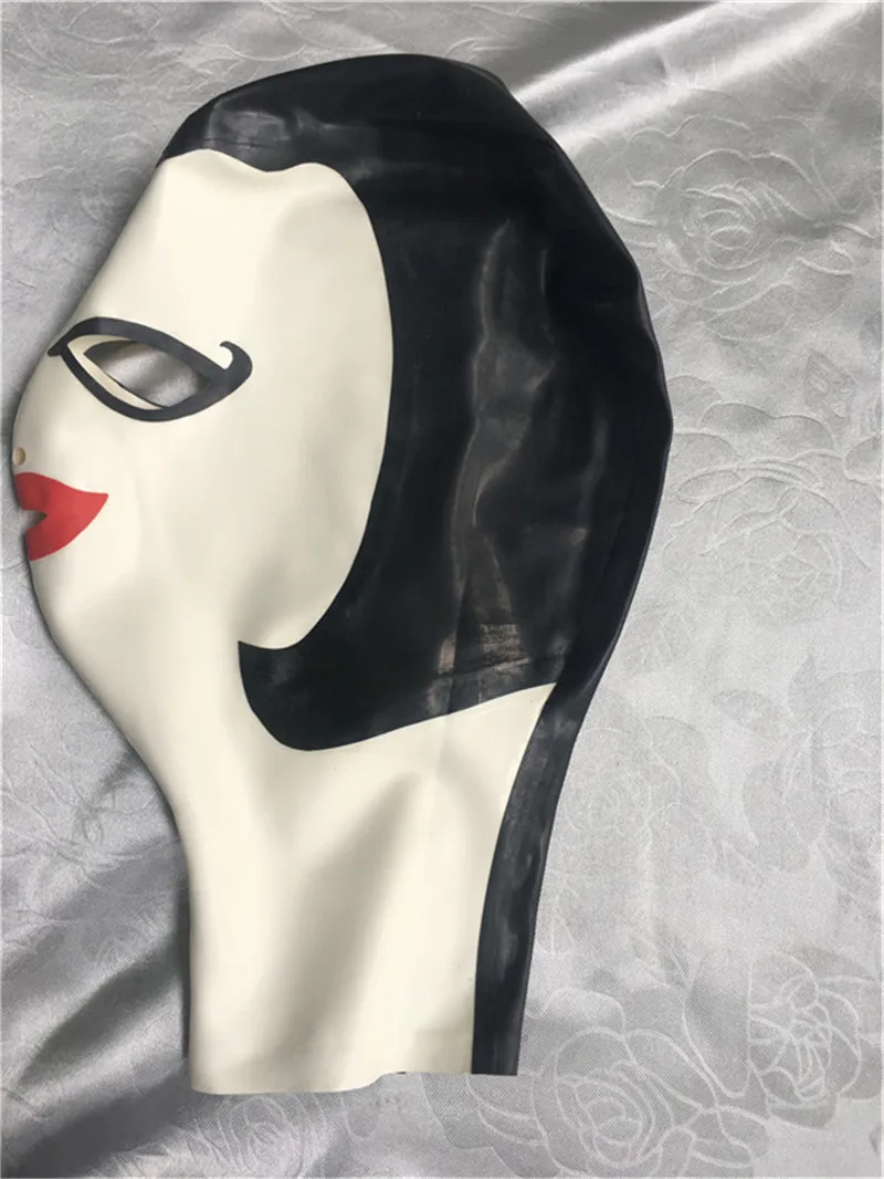 

Latex Hoods Customized Fetish Rubber Mask Handmade Natural Zentai Hoods Women Open Eyes Headgear Halloween Cosplay Costumes