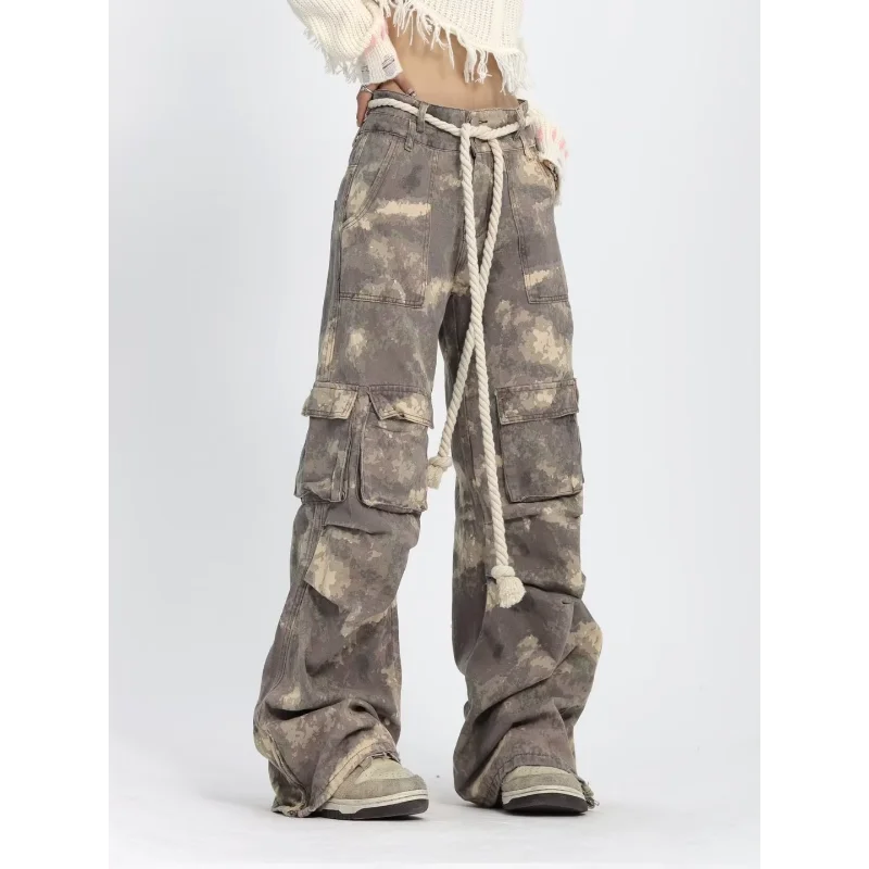

Брюки-карго женские камуфляжные, модные спортивные свободные штаны в стиле хип-хоп, с множеством карманов, в американском стиле