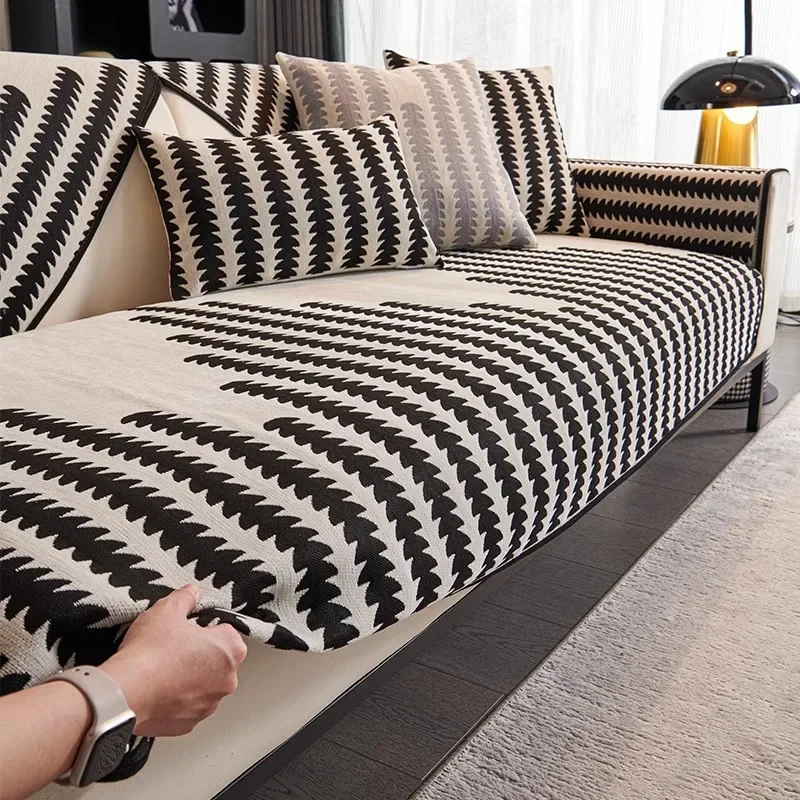 Luxury Chenille Sofa Cover Four Season Universal Sectional Sofa Towel Anti-slip Couch Cover for Living Room, Not whole Set 3