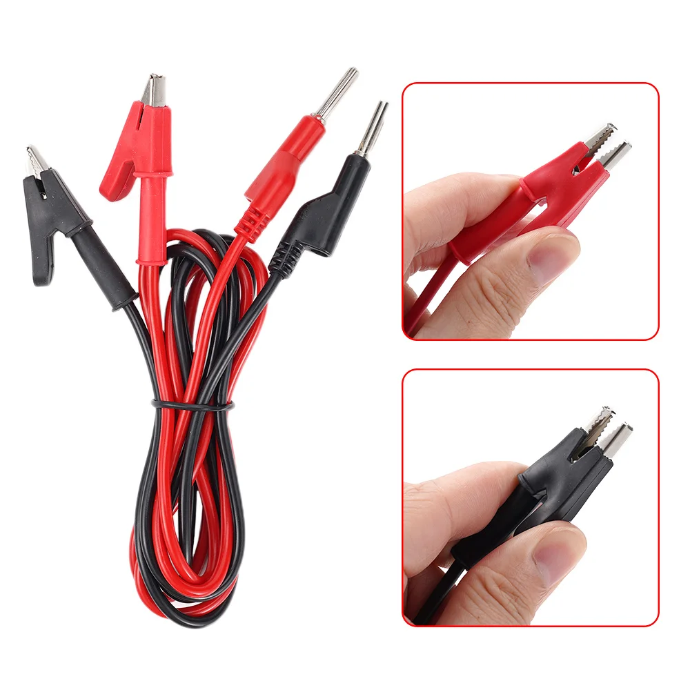 Silicone Cable Wire 2Pcs 1M 4mm Alligator Clip to Banana Plug Test Cable Lead Connector 15A Dual Probe Multimeter Measure Tool