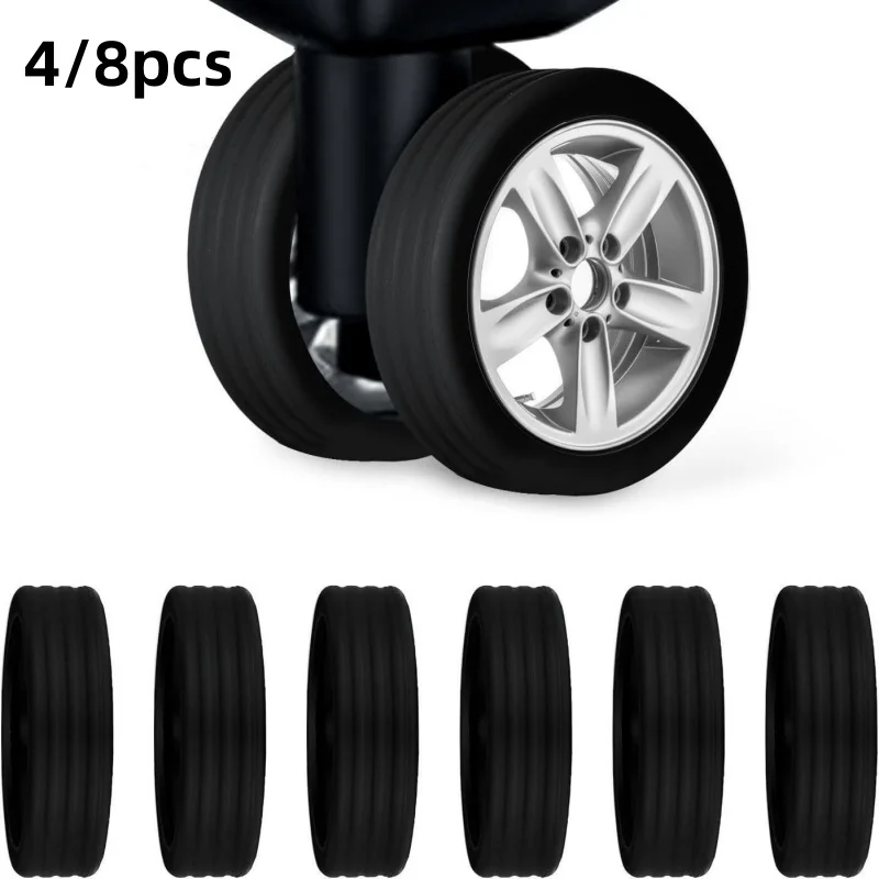 4/8PCS Luggage Roller Rubber Cover Noise Office Swivel Chair Feet Silicone Caster Jacket Wheels For Furniture Accessories luggage cover,silicone wheels protector,wheels protector,wheel cover