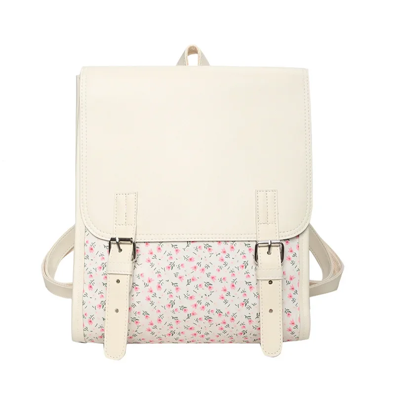 Business Casual Portable Ditsy Floral Buckle Decor Flap Backpack For Teen Girls Women Large Capacity Fashionable Schoolbag 6