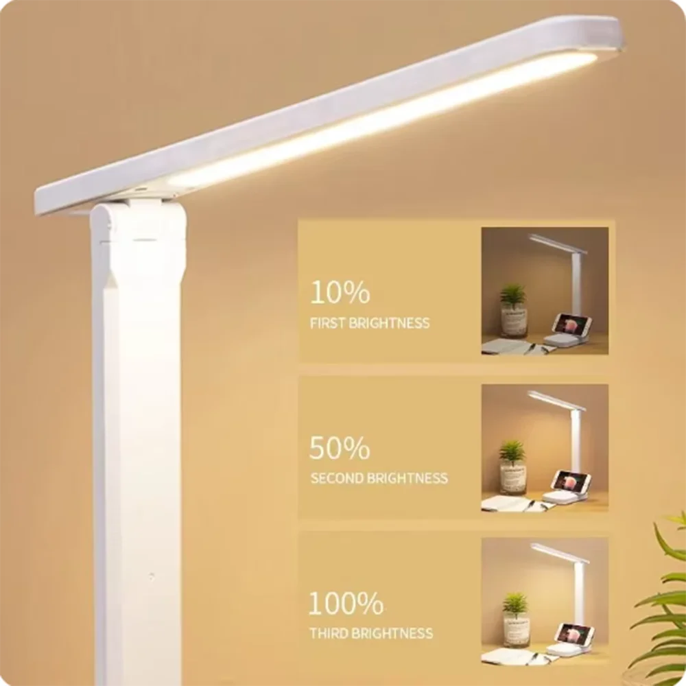 LED eye protection desk lamp touch switch white folding bedroom bedside study reading night light USB plug dimmable table lamp 5