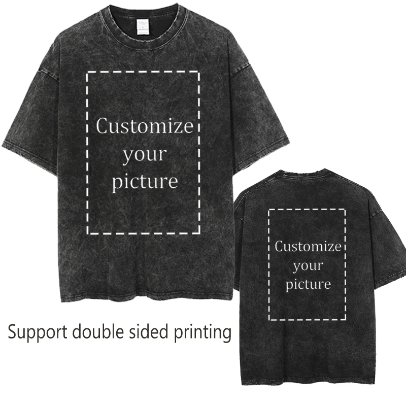 

DIY Custom T shirts Vintage Washed T Shirt Men Women Oversize Streetwear Short Sleeve Customized Tops 100%Cotton Tees Unisex