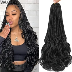 Ombre Brown to Blonde French Curl Box Braids Crochet Hair Extensions - 1Pack (1B Color)